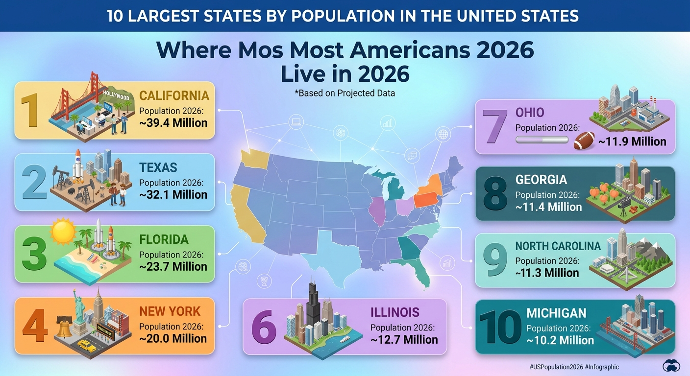 10 Largest States by Population in the United States: Where Most Americans Live in 2026