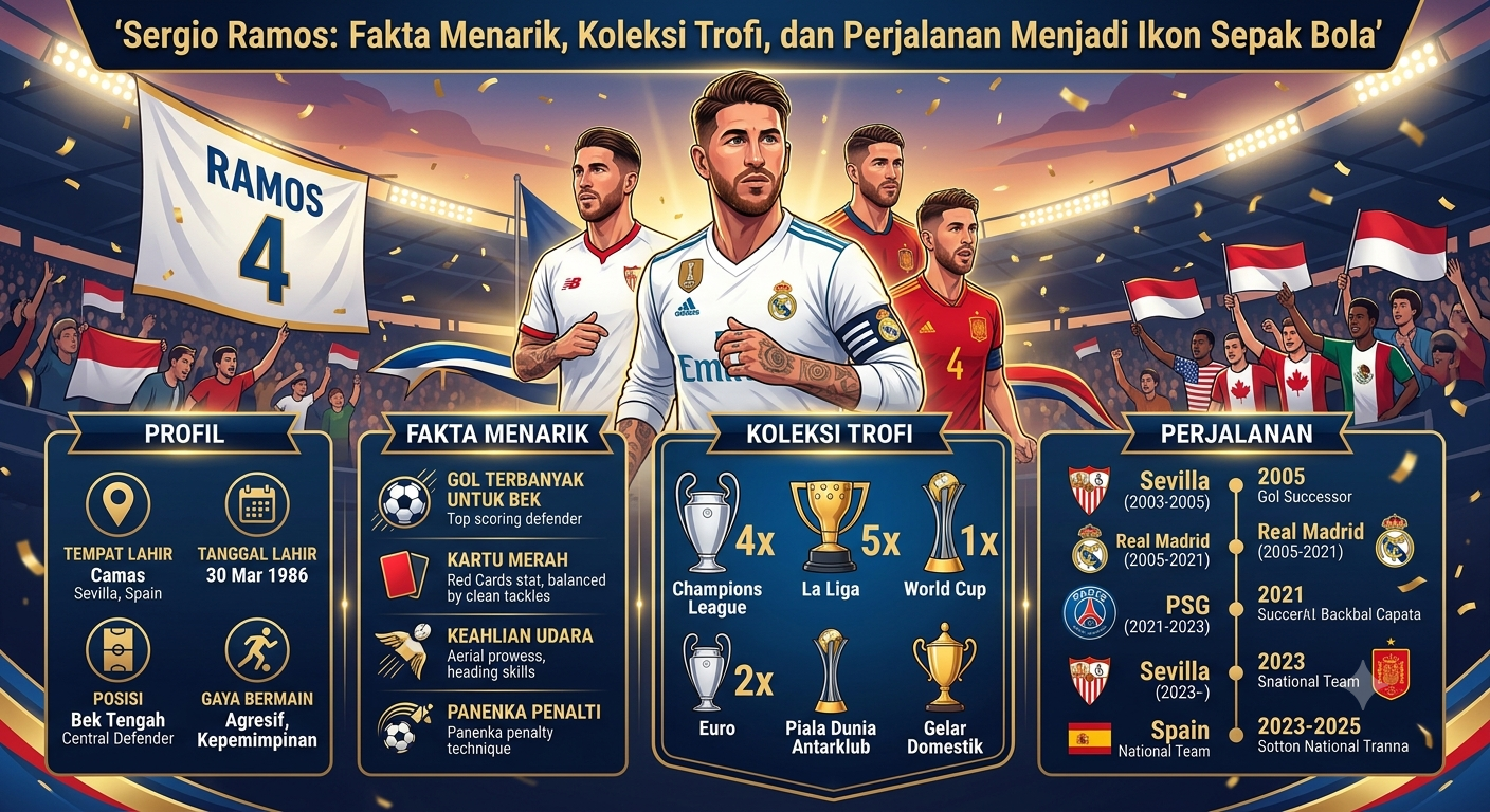 Sergio Ramos: Fakta Menarik, Koleksi Trofi, dan Perjalanan Menjadi Ikon Sepak Bola