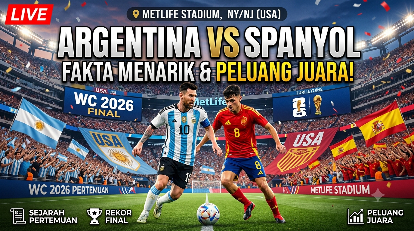 Fakta Menarik Argentina vs Spanyol: Sejarah Pertemuan, Rekor Final, dan Peluang Juara Piala Dunia 2026