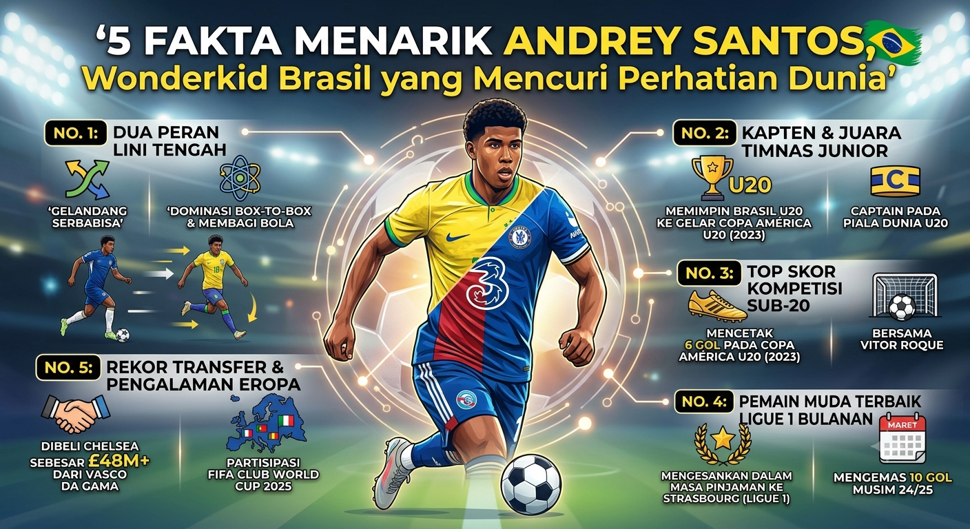 5 Fakta Menarik Andrey Santos, Wonderkid Brasil yang Mencuri Perhatian Dunia