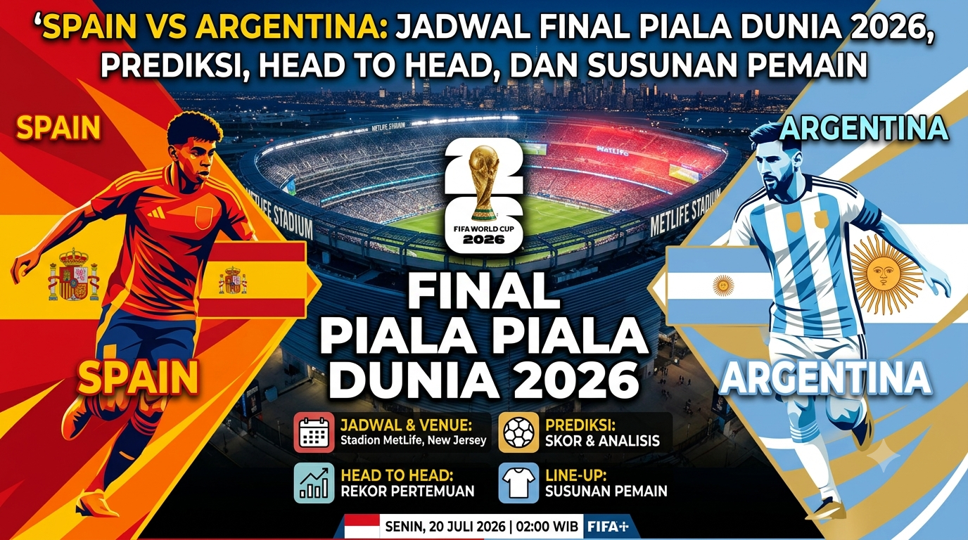 Spain vs Argentina: Jadwal Final Piala Dunia 2026, Prediksi, Head to Head, dan Susunan Pemain`