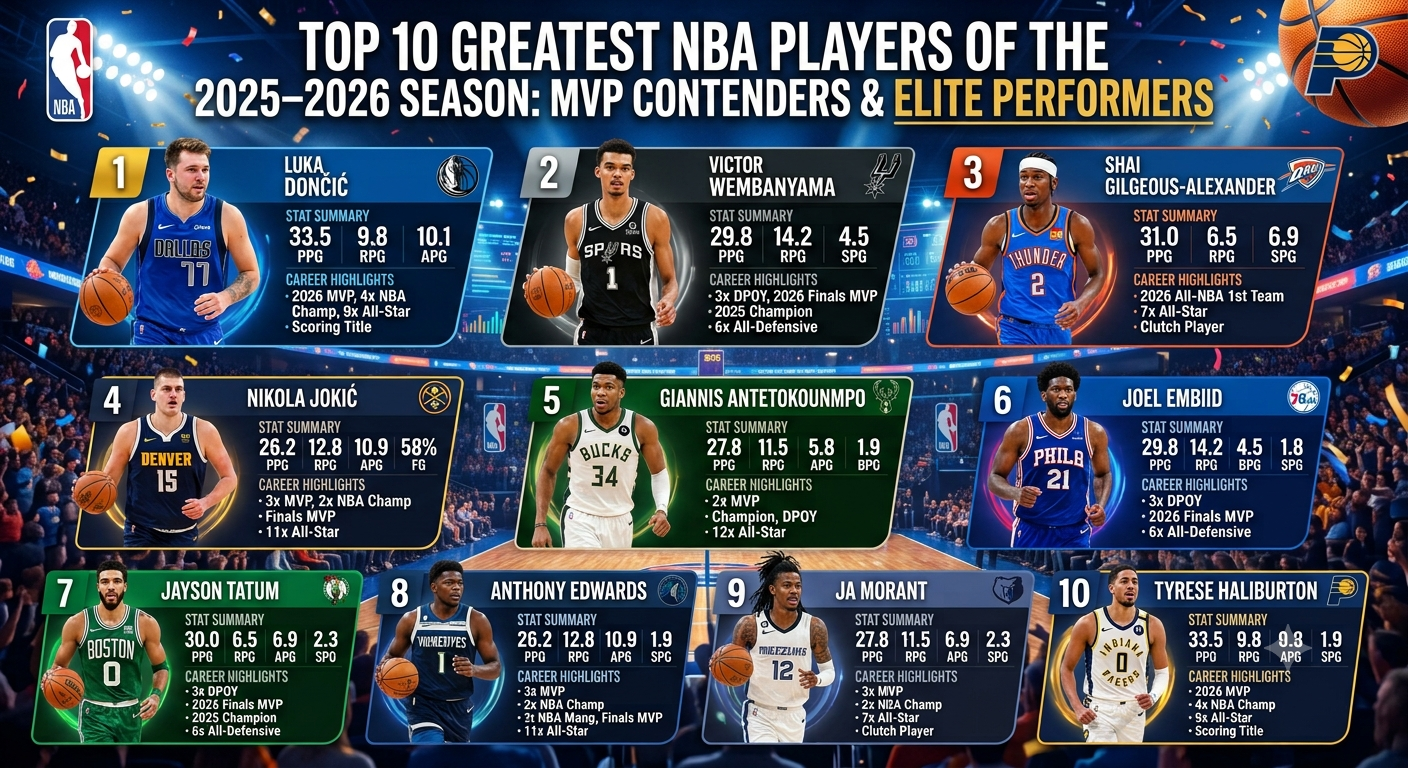 Top 10 Greatest NBA Players of the 2025–2026 Season: MVP Contenders and Elite Performers