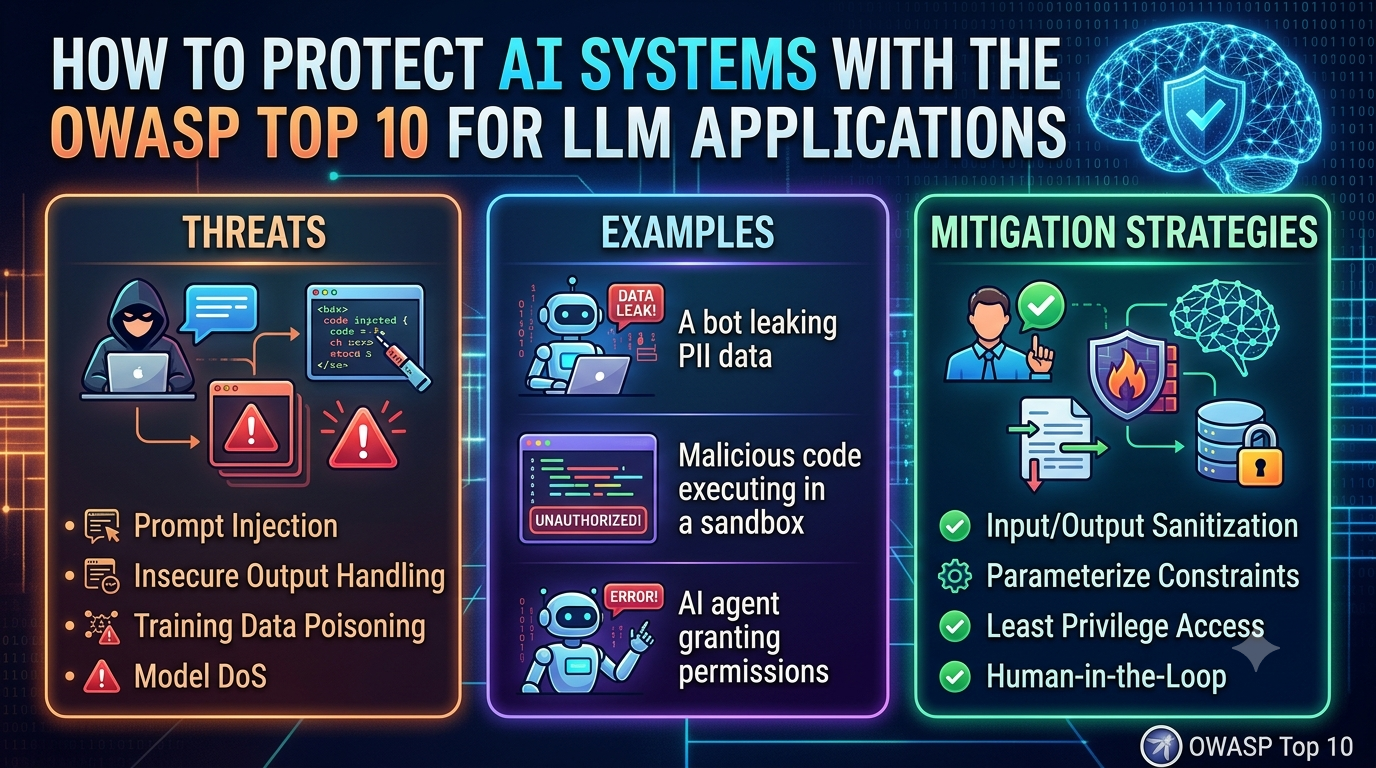 How to Protect AI Systems with the OWASP Top 10 for LLM Applications: Threats, Examples, and Mitigation Strategies