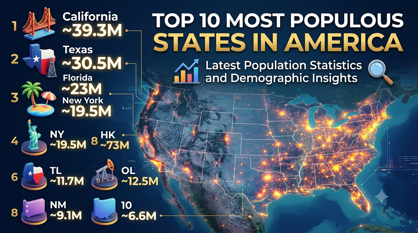 Top 10 Most Populous States in America: Latest Population Statistics and Demographic Insights