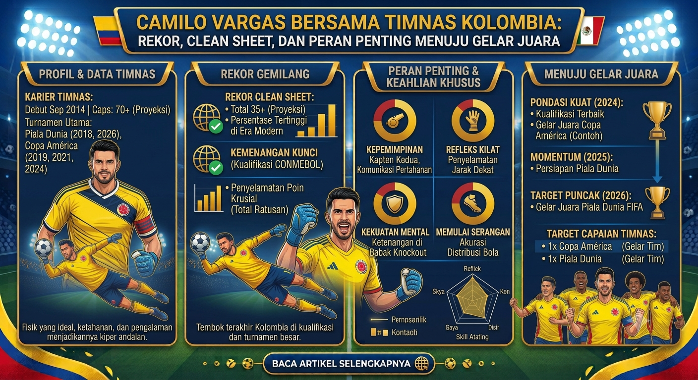 Camilo Vargas Bersama Timnas Kolombia: Rekor, Clean Sheet, dan Peran Penting Menuju Gelar Juara