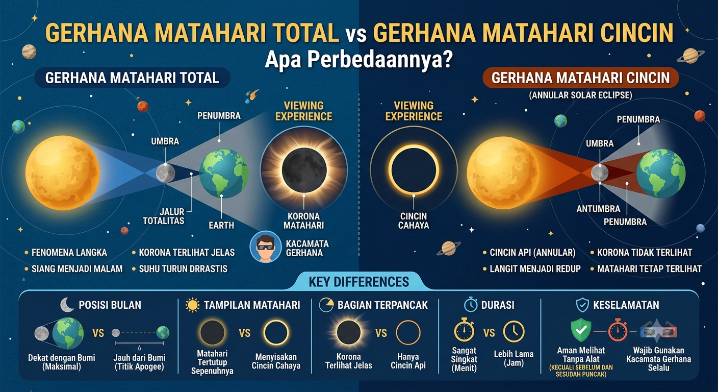 Gerhana Matahari Total vs Gerhana Matahari Cincin, Apa Perbedaannya?
