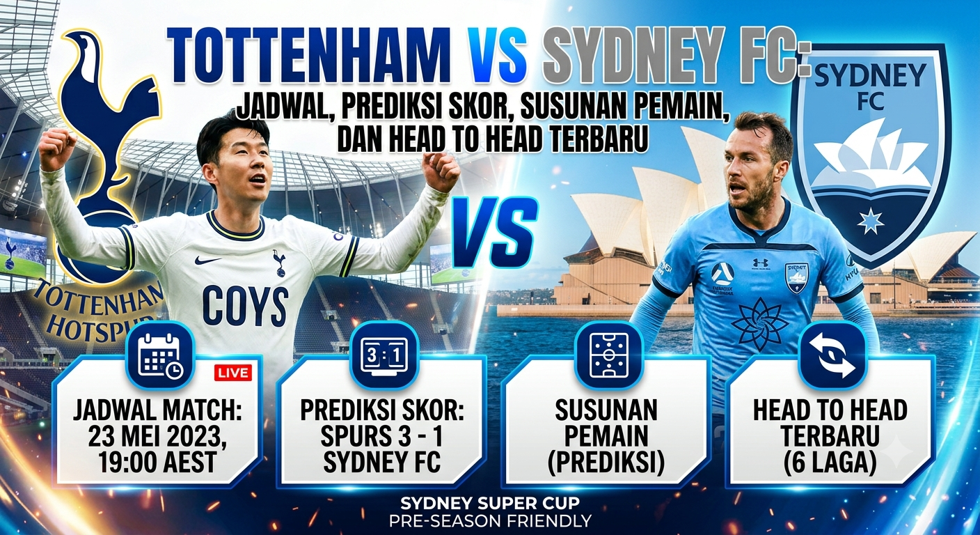 Tottenham vs Sydney FC: Jadwal, Prediksi Skor, Susunan Pemain, dan Head to Head Terbaru