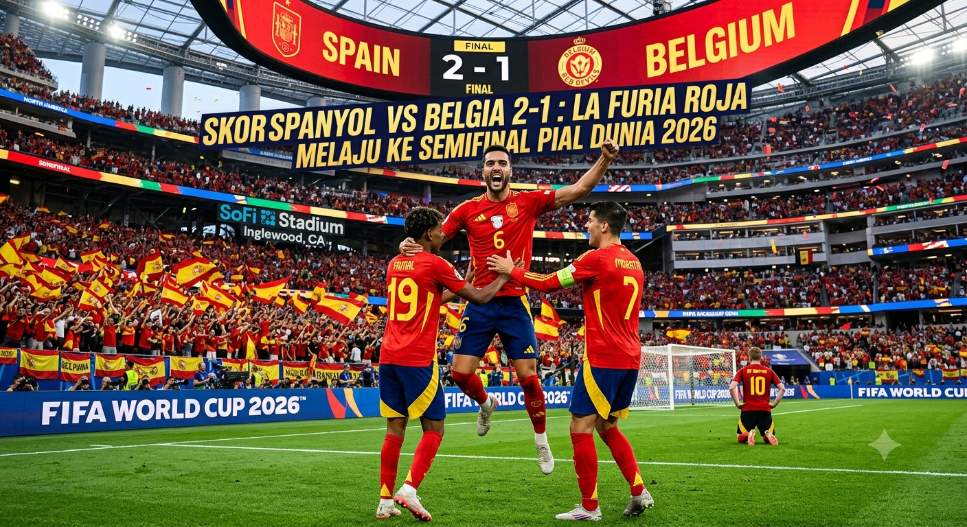 Skor Spanyol vs Belgia 2-1: La Furia Roja Melaju ke Semifinal Piala Dunia 2026