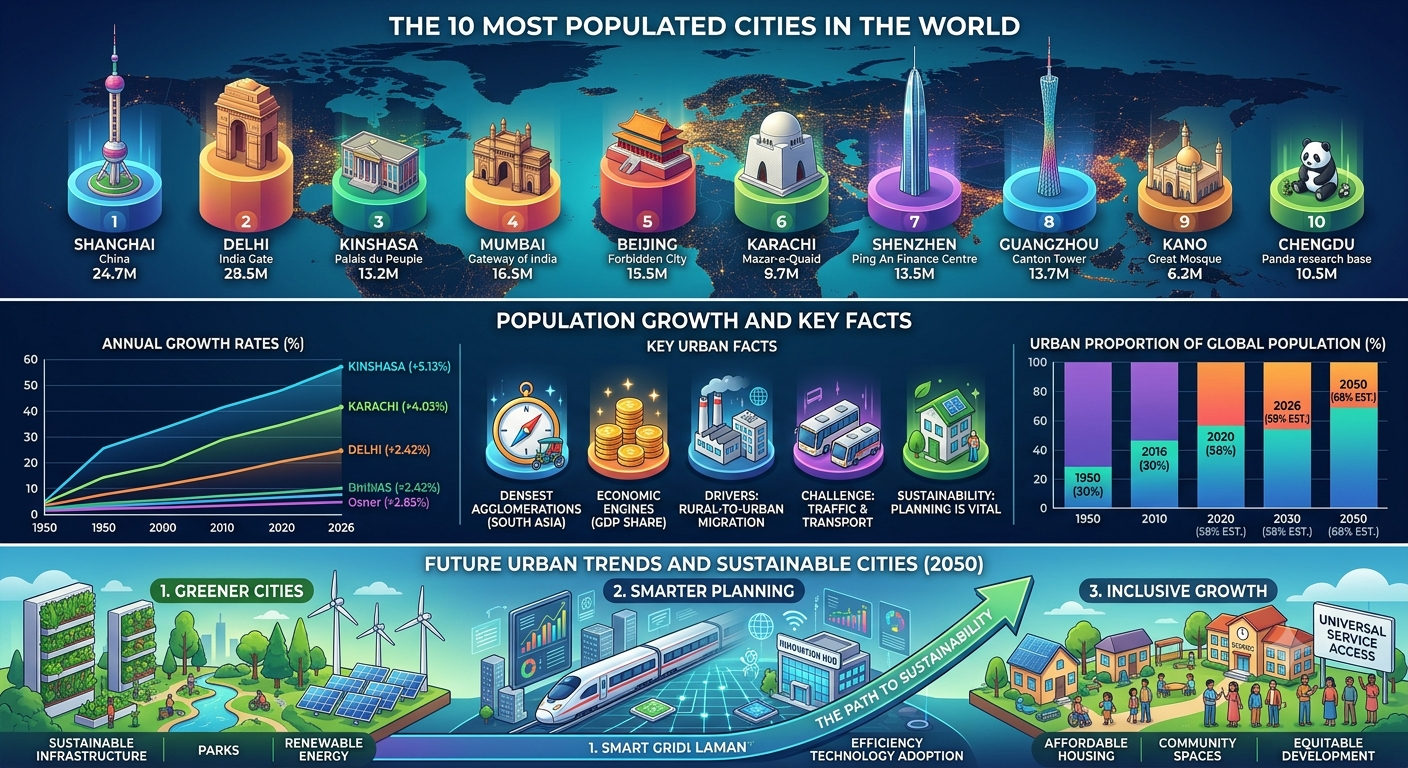 The 10 Most Populated Cities in the World: Population Growth, Facts, and Future Trends