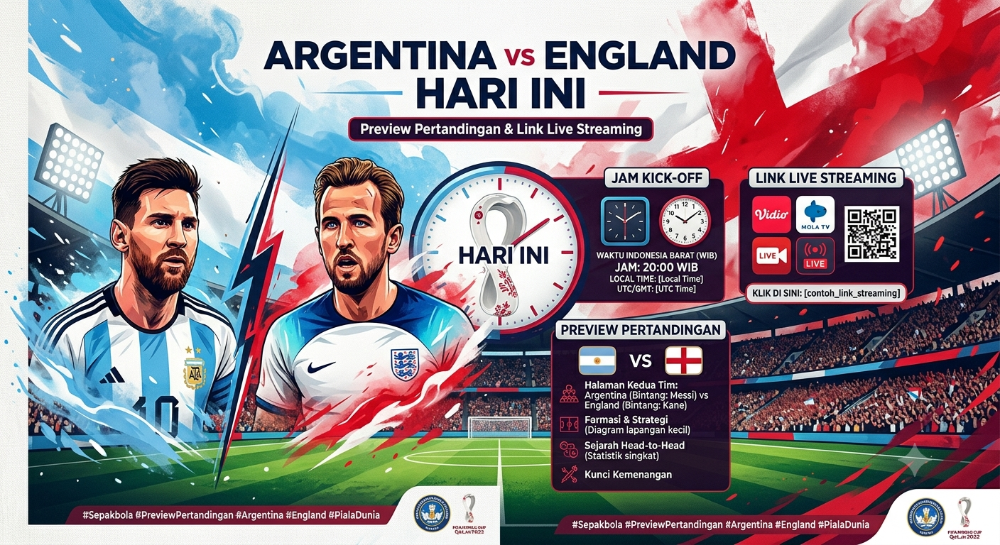 Argentina vs England Hari Ini: Jam Kick-Off, Link Live Streaming, dan Preview Pertandingan
