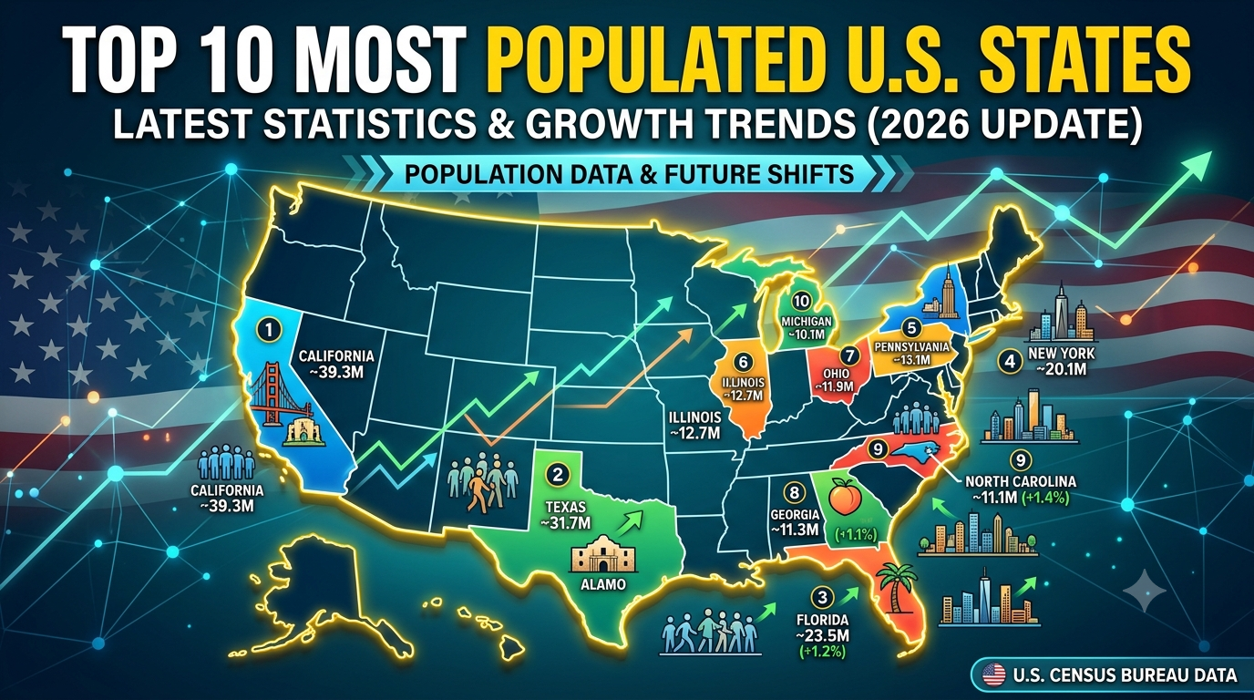Top 10 Most Populated States in the U.S.: Latest Population Statistics and Growth Trends