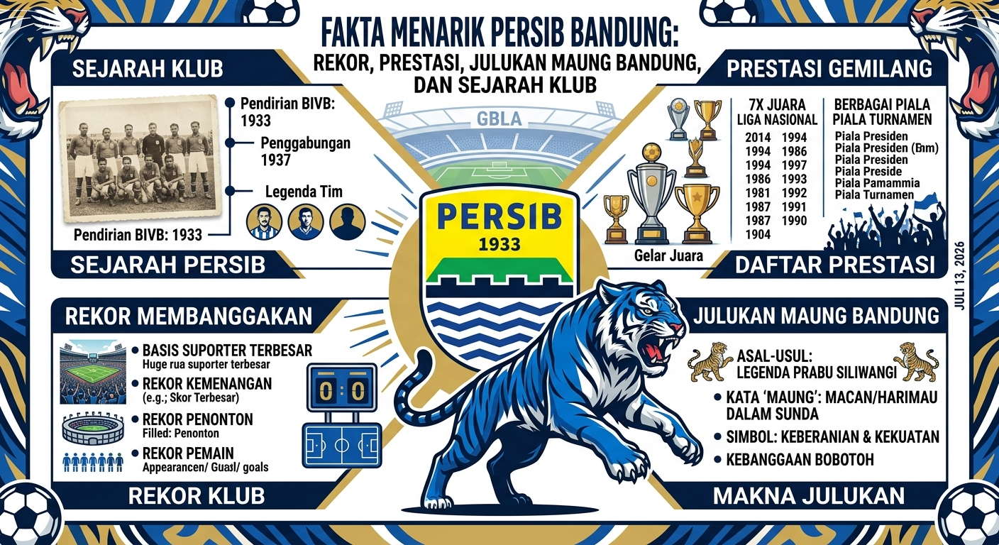 Fakta Menarik Persib Bandung: Rekor, Prestasi, Julukan Maung Bandung, dan Sejarah Klub