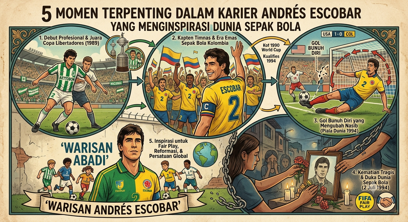 5 Momen Terpenting dalam Karier Andres Escobar yang Menginspirasi Dunia Sepak Bola