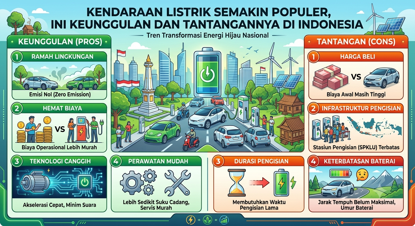 Kendaraan Listrik Semakin Populer, Ini Keunggulan dan Tantangannya di Indonesia