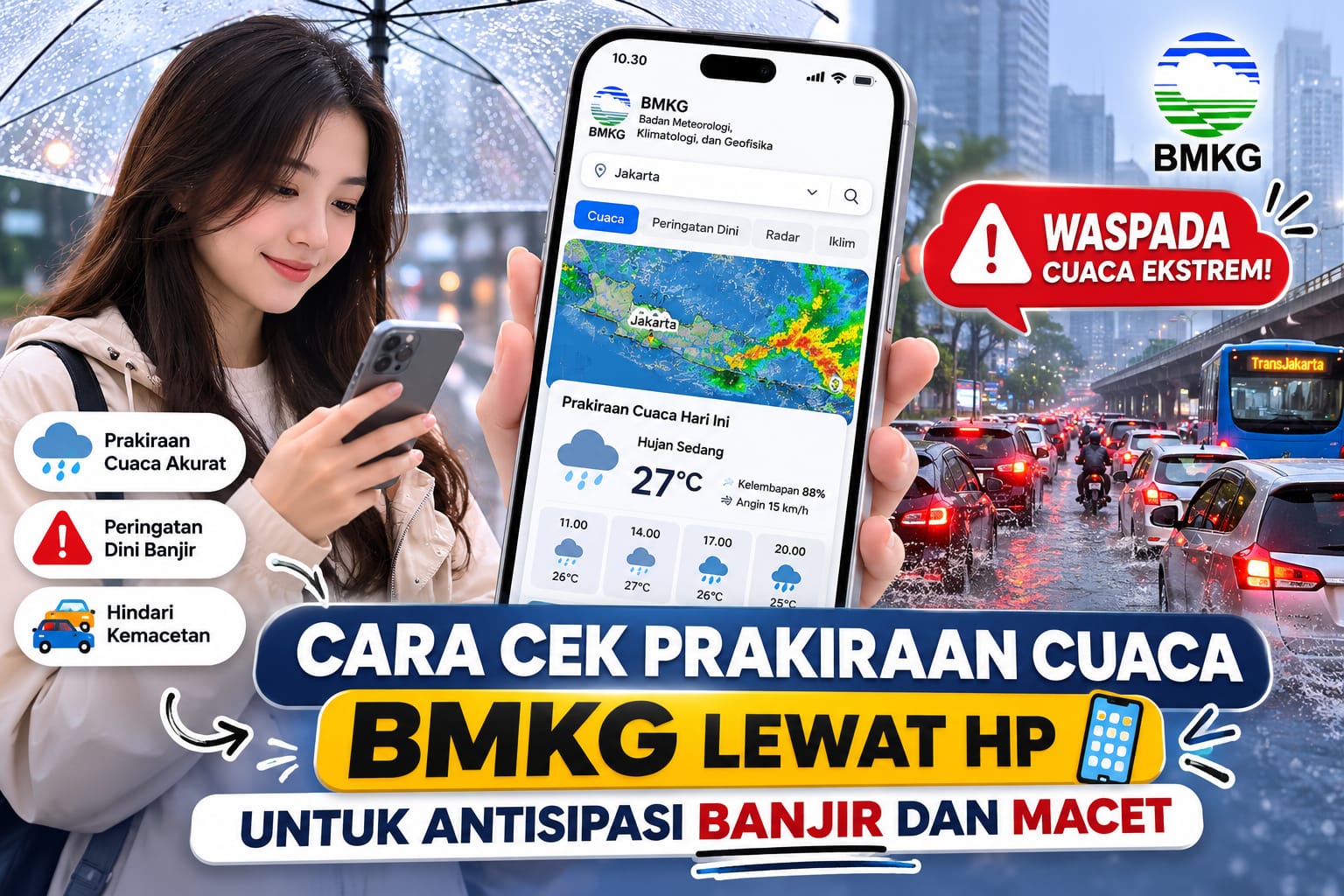 Cara Cek Prakiraan Cuaca BMKG Lewat HP untuk Antisipasi Banjir dan Macet