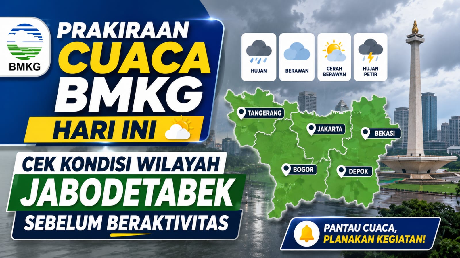 Prakiraan Cuaca BMKG Hari Ini: Cek Kondisi Wilayah Jabodetabek Sebelum Beraktivitas
