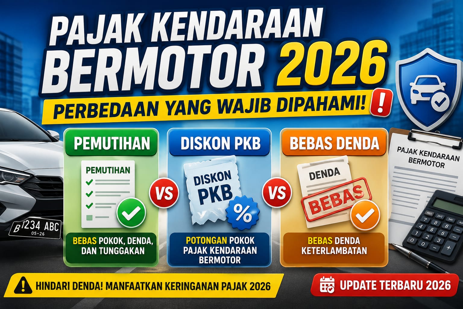 Pajak Kendaraan Bermotor 2026: Perbedaan Pemutihan, Diskon PKB, dan Bebas Denda yang Wajib Dipahami