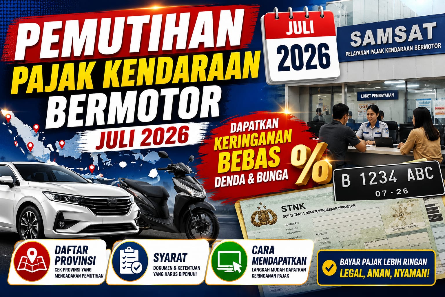 Pemutihan Pajak Kendaraan Bermotor Juli 2026: Daftar Provinsi, Syarat, dan Cara Mendapatkan Keringanan