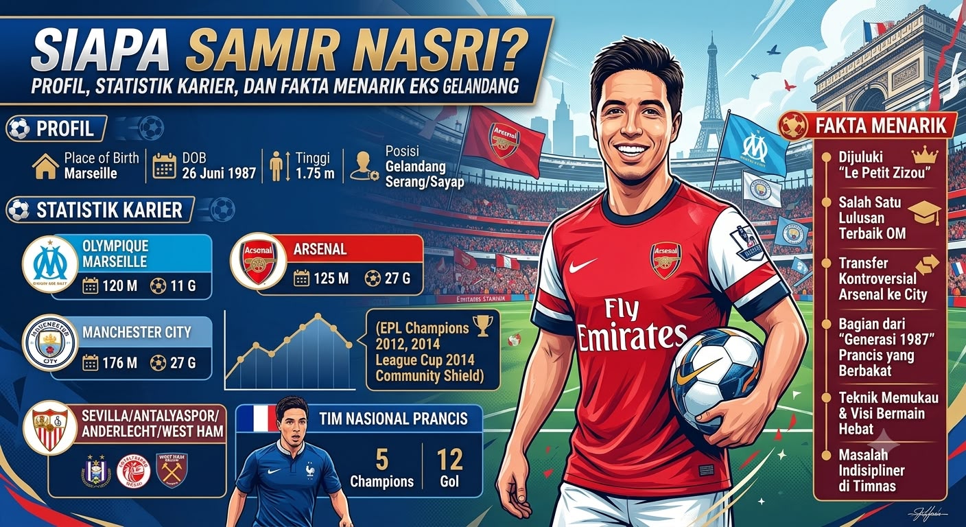 Siapa Samir Nasri? Profil, Statistik Karier, dan Fakta Menarik Eks Gelandang Prancis