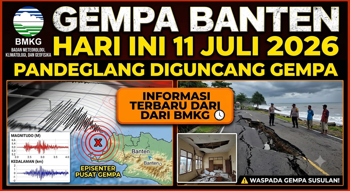 Gempa Banten Hari Ini 11 Juli 2026: Pandeglang Diguncang Gempa, Ini Informasi Terbaru dari BMKG