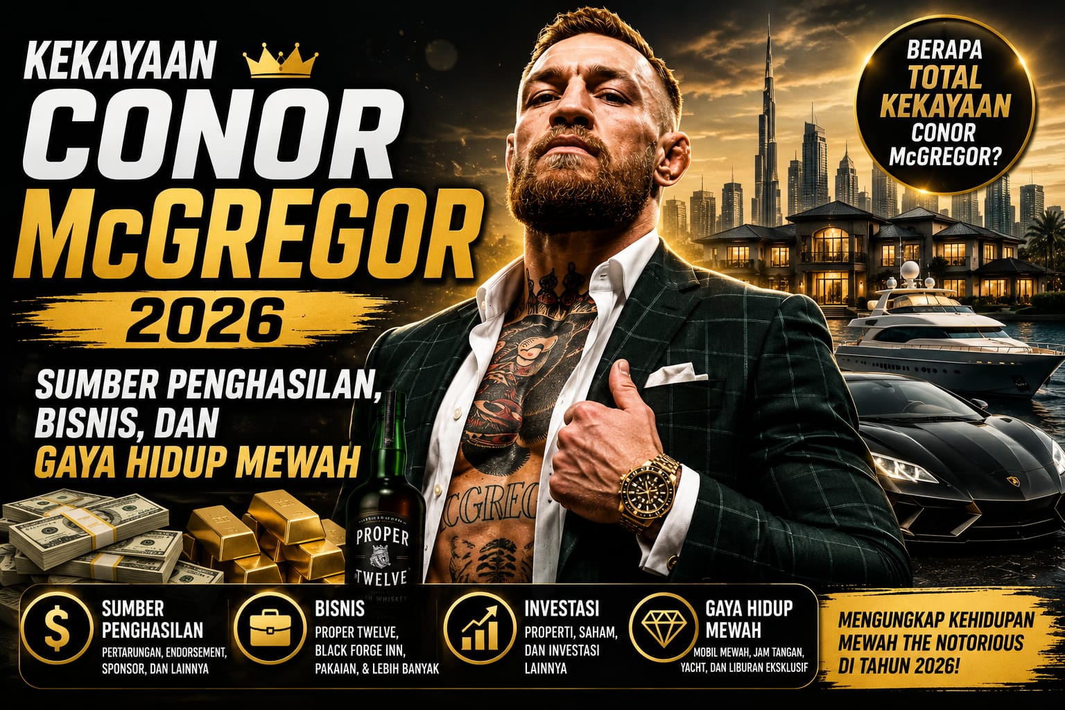 Kekayaan Conor McGregor 2026: Sumber Penghasilan, Bisnis, dan Gaya Hidup Mewah