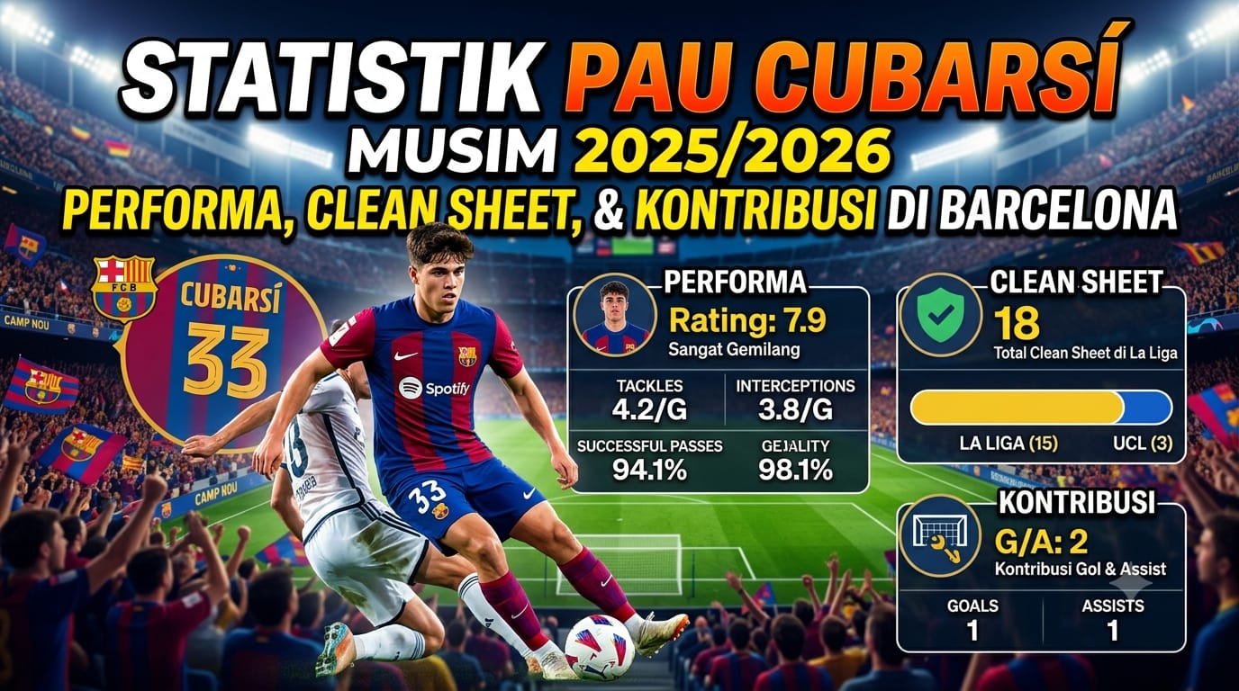 Statistik Pau Cubarsí Musim 2025/2026: Performa, Clean Sheet, dan Kontribusi di Barcelona