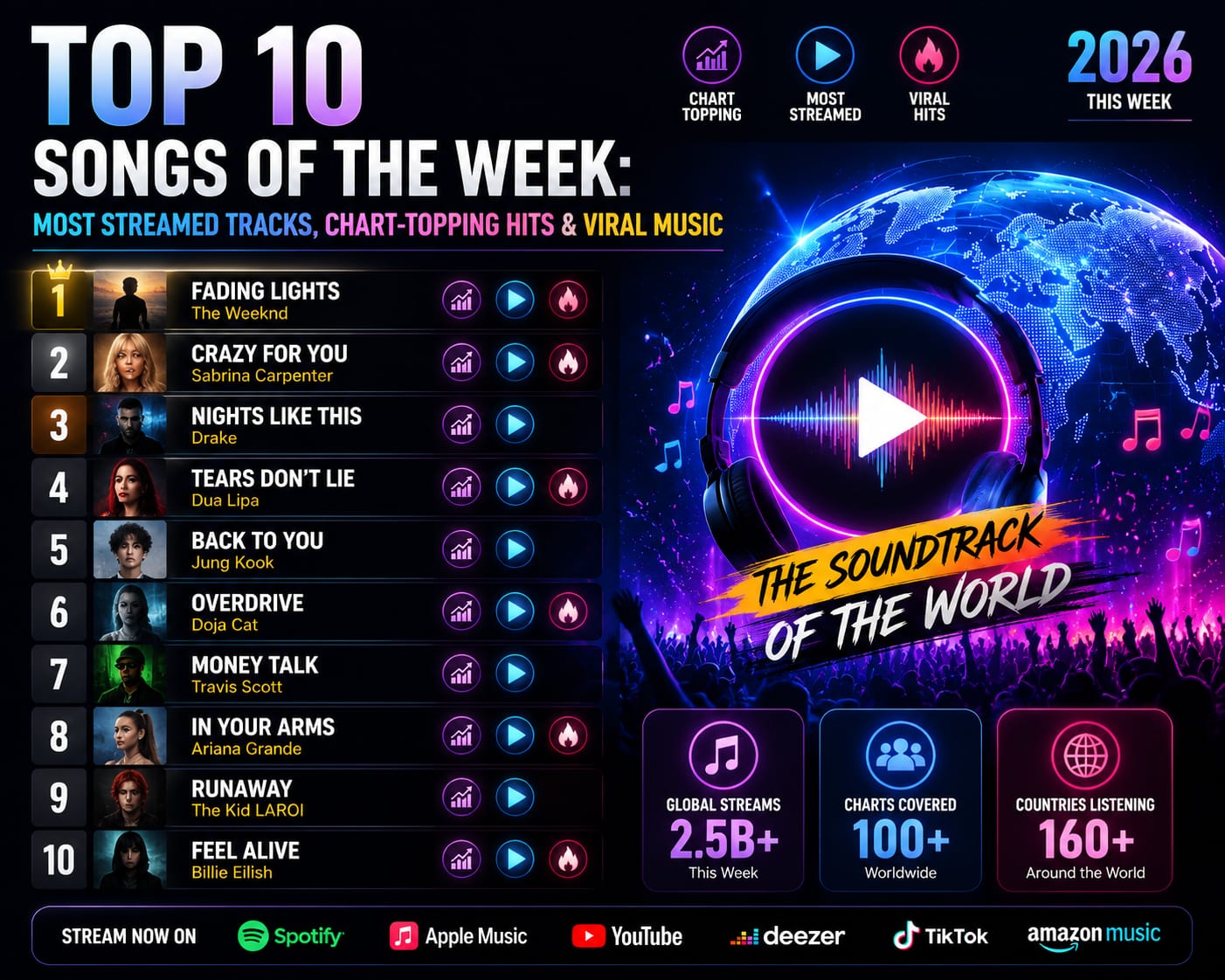 Top 10 Trending Songs This Week 2026: New Releases, Fan Favorites, and Worldwide Music Phenomena