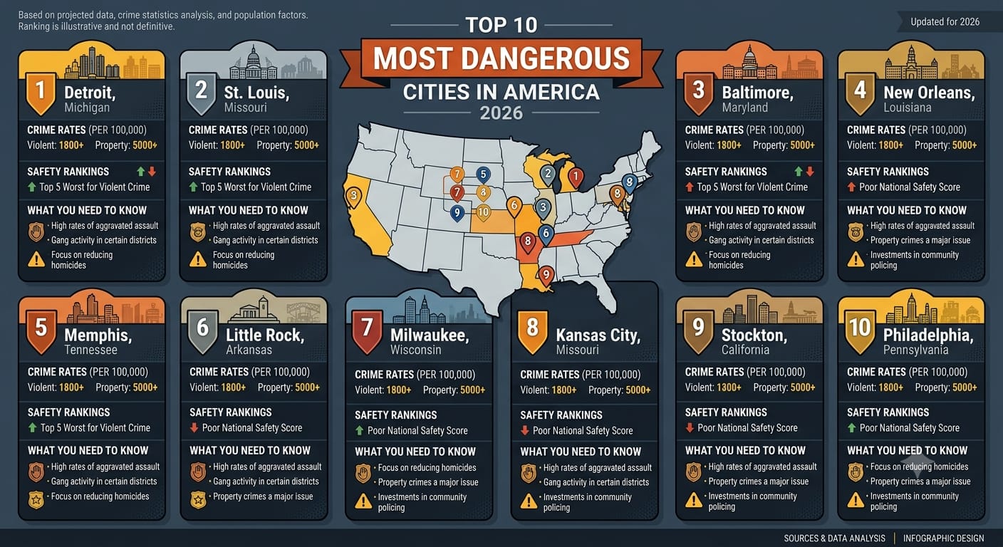 Top 10 Most Dangerous Cities in America 2026: Crime Rates, Safety Rankings, and What You Need to Know