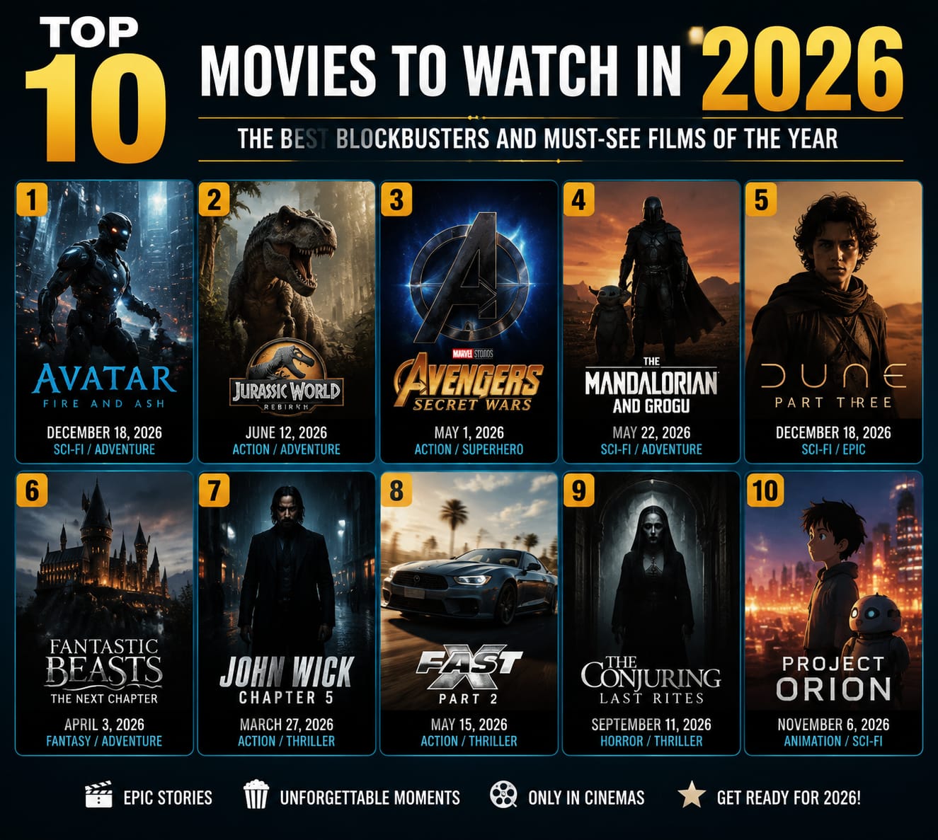 Top 10 Movies to Watch in 2026: The Best Blockbusters and Must-See Films of the Year