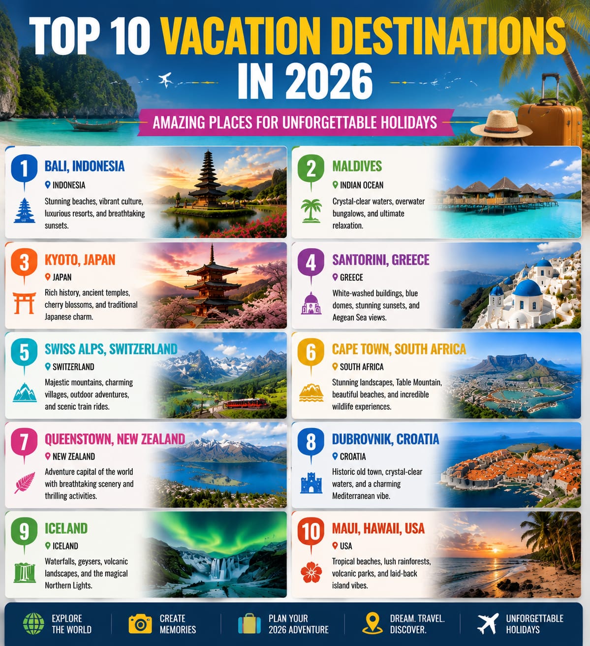 Top 10 Vacation Destinations in 2026: Amazing Places for Unforgettable Holidays