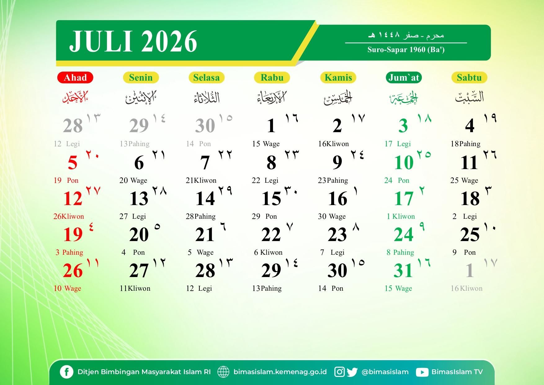 Fakta Menarik di Balik Kalender Juli 2026 dan Daftar Peringatan Pentingnya