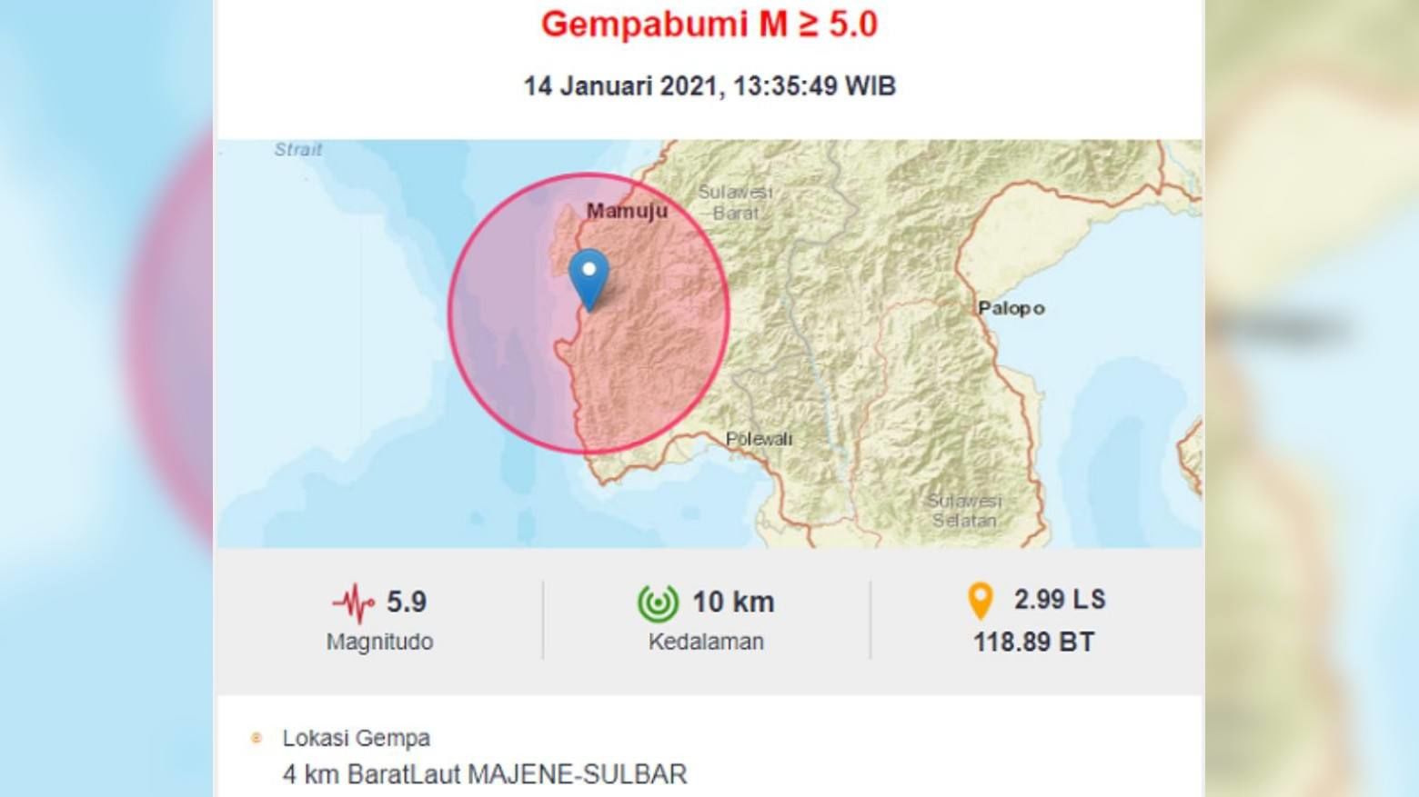Gempa Magnitudo 4,7 Guncang Majene, Aktivitas Tektonik Selat Makassar Jadi Pemicu Utama