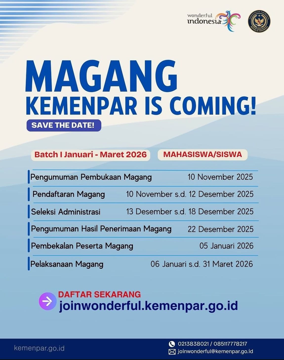 Peluang Karier Baru: Program Magang Nasional 2026 Batch 1 Resmi Dibuka
