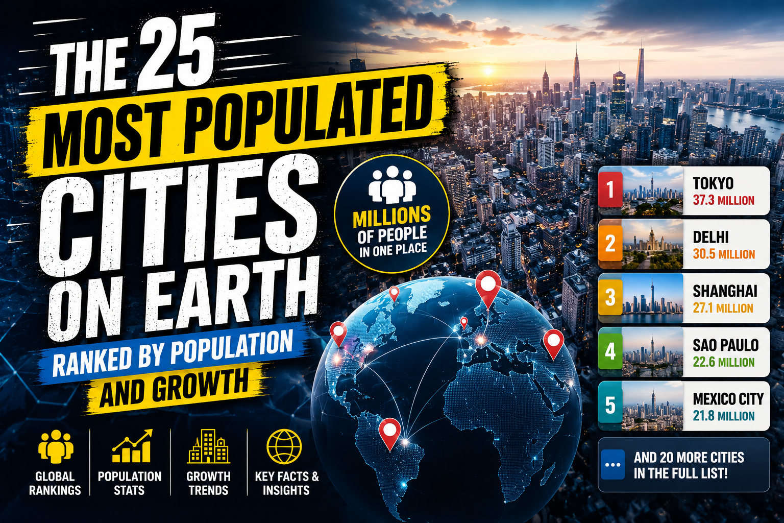 The 25 Most Populated Cities on Earth Ranked by Population and Growth