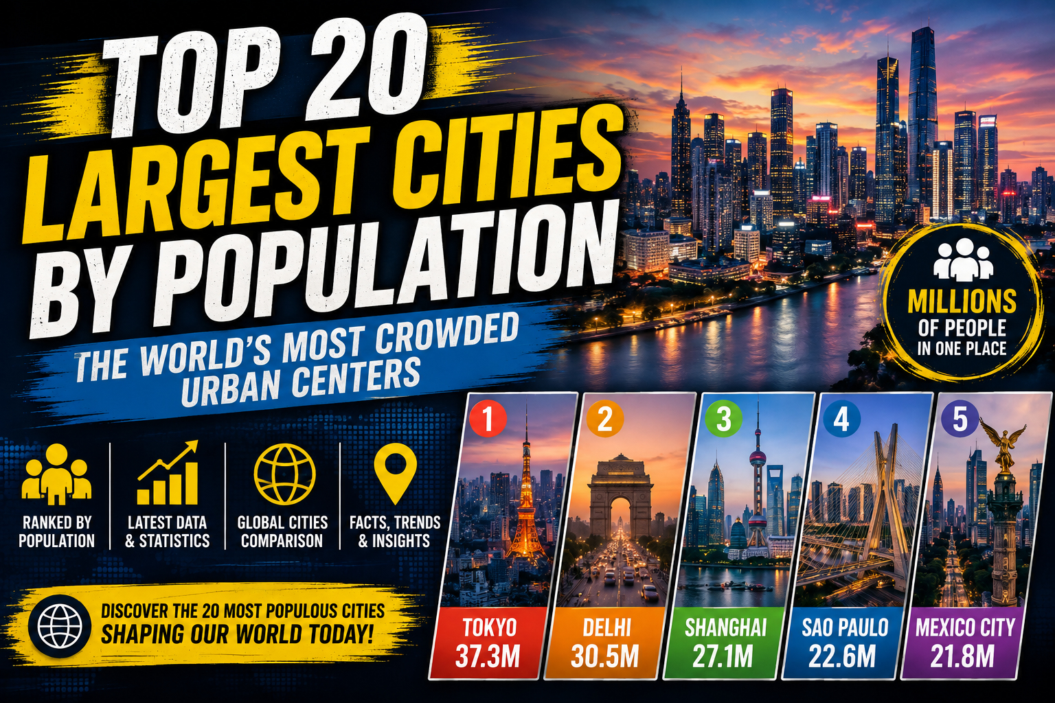 Top 20 Largest Cities by Population: The World's Most Crowded Urban Centers