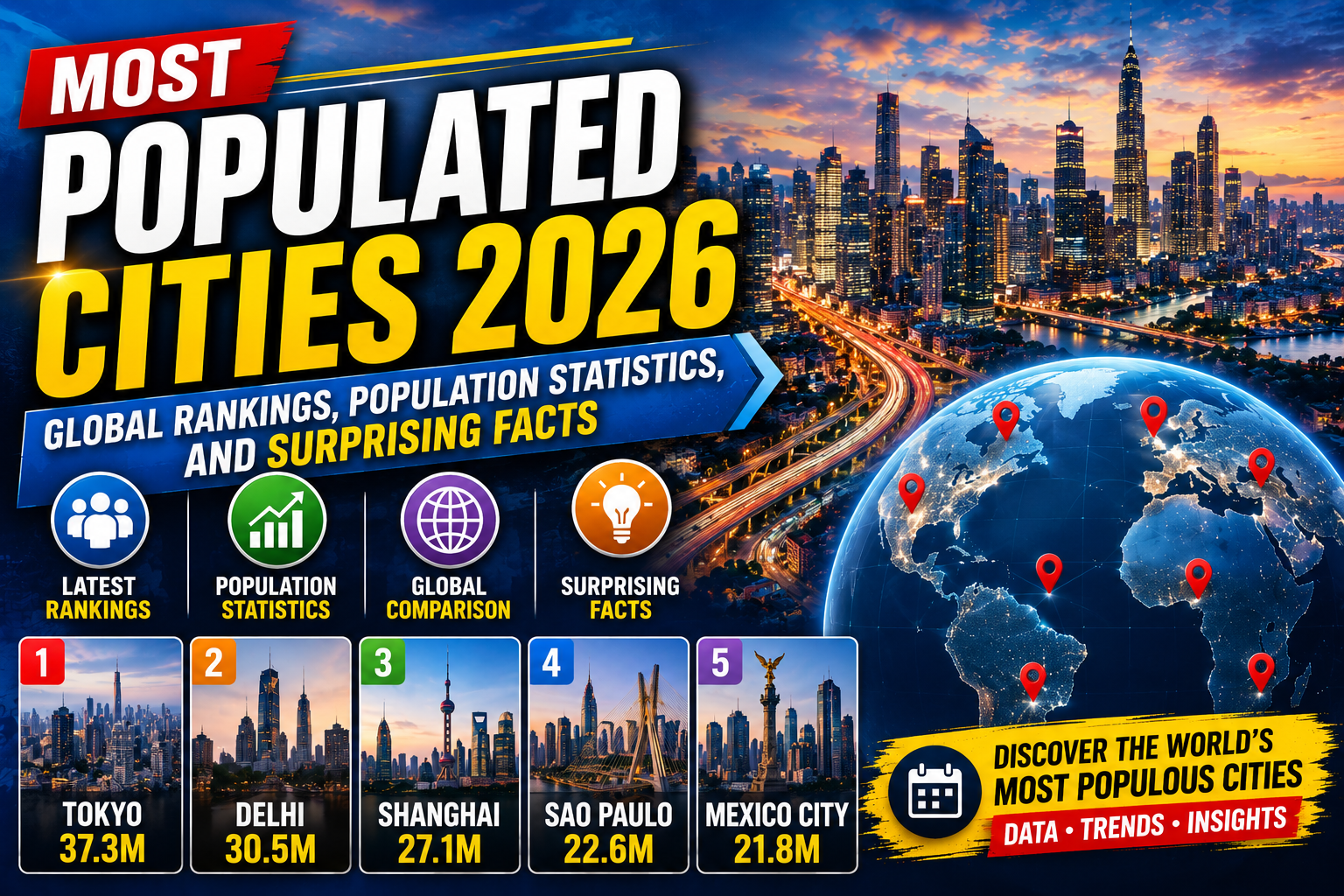 Most Populated Cities 2026: Global Rankings, Population Statistics, and Surprising Facts