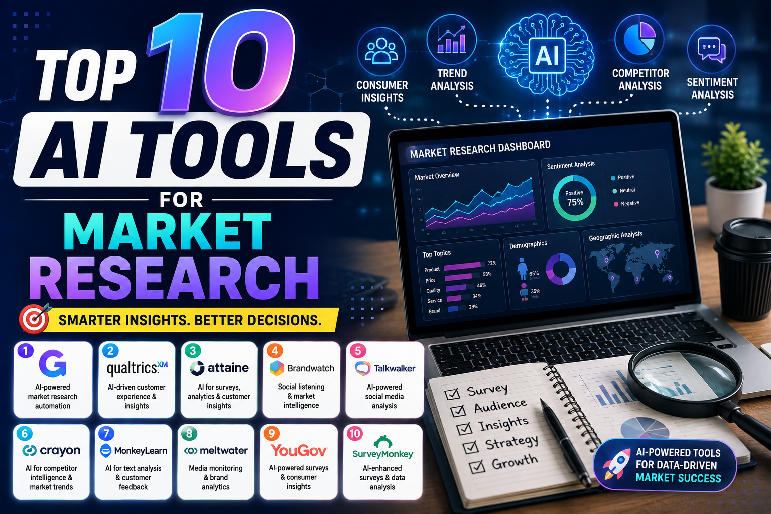 Top 10 AI Tools for Market Research