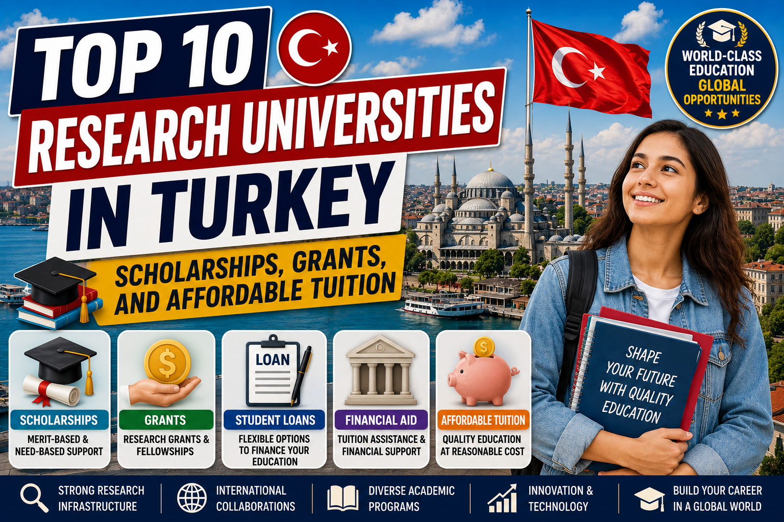 Top 10 Research Universities in Turkey: Scholarships, Grants, and Affordable Tuition