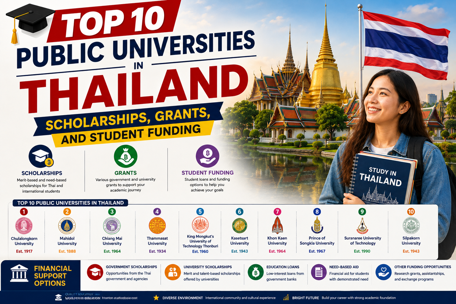 Top 10 Public Universities in Thailand: Scholarships, Grants, and Student Funding