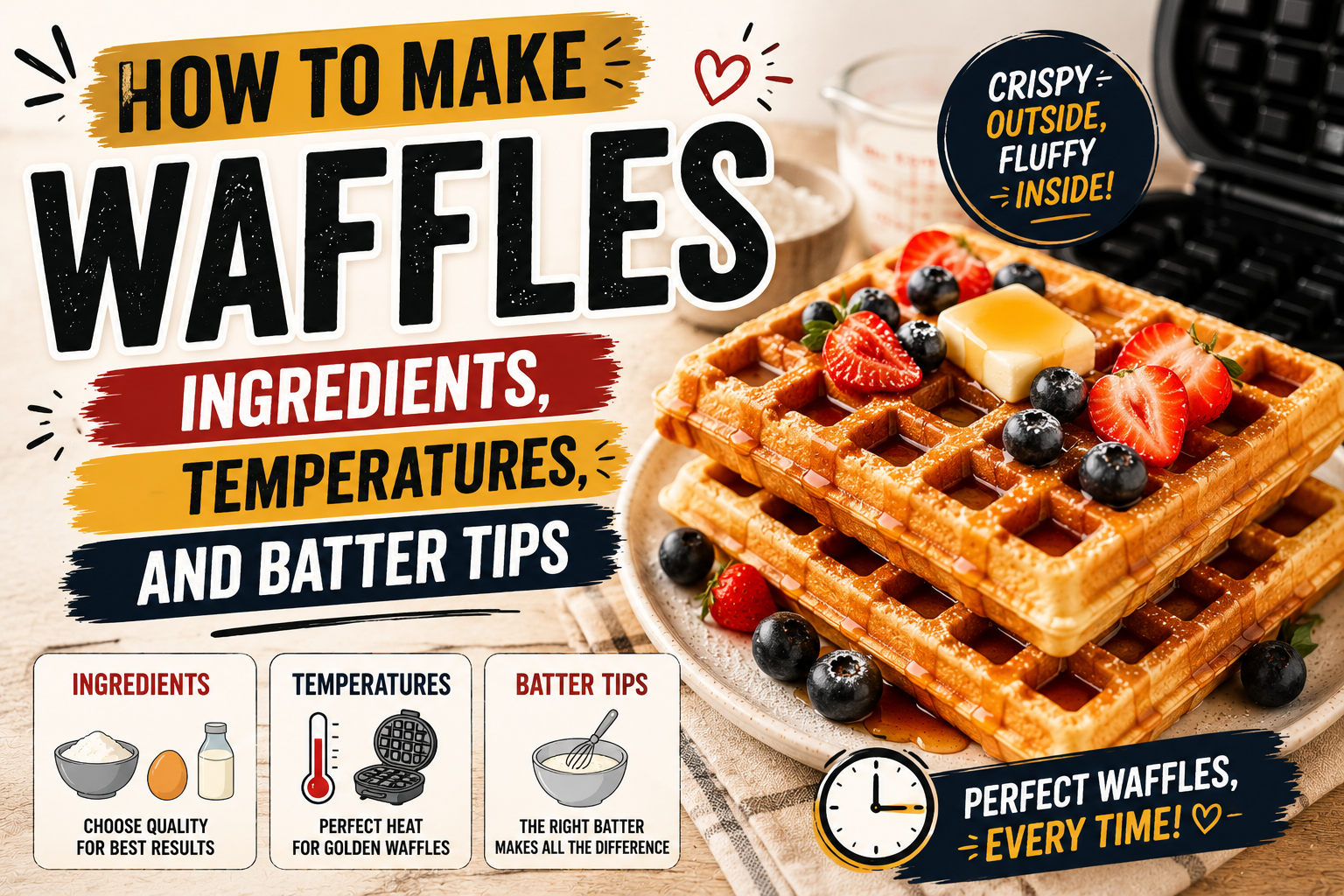 How to Make Waffles: Ingredients, Temperatures, and Batter Tips