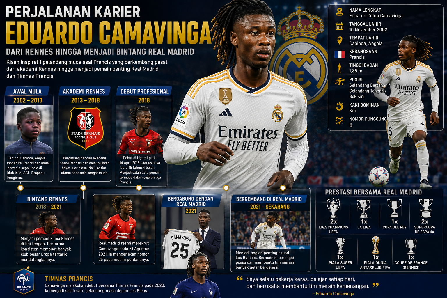 Perjalanan Karier Eduardo Camavinga: Dari Rennes hingga Menjadi Bintang Real Madrid