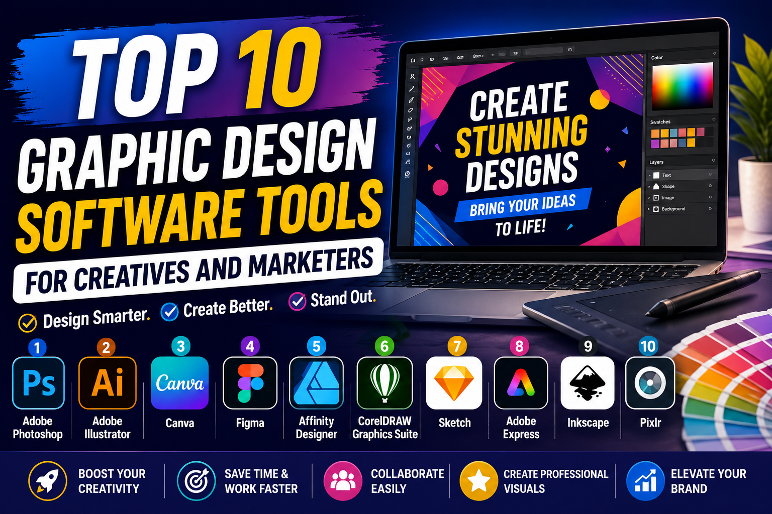 Top 10 Graphic Design Software Tools for Creatives and Marketers