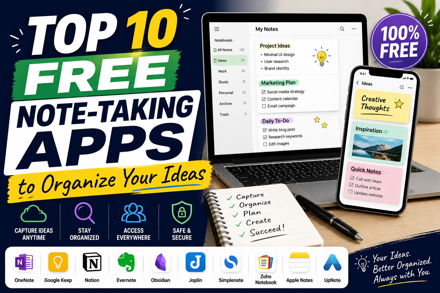 Top 10 Free Note-Taking Apps to Organize Your Ideas