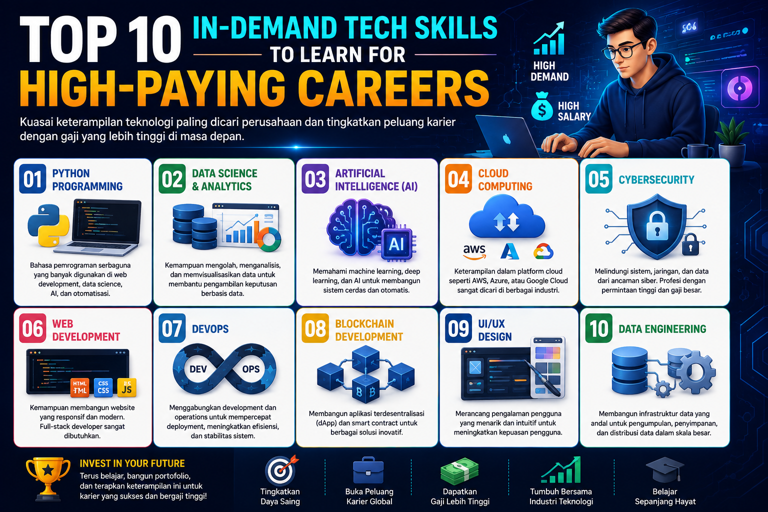 Top 10 In-Demand Tech Skills to Learn for High-Paying Careers