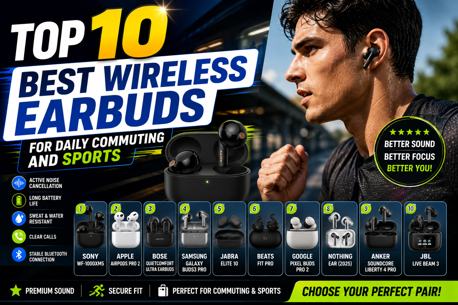 Top 10 Best Wireless Earbuds for Daily Commuting and Sports