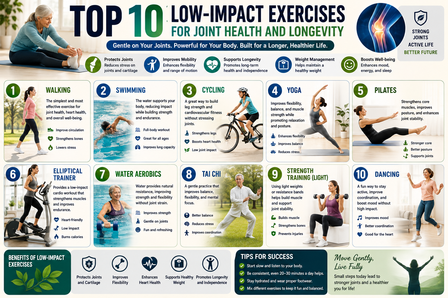 Top 10 Low-Impact Exercises for Joint Health and Longevity