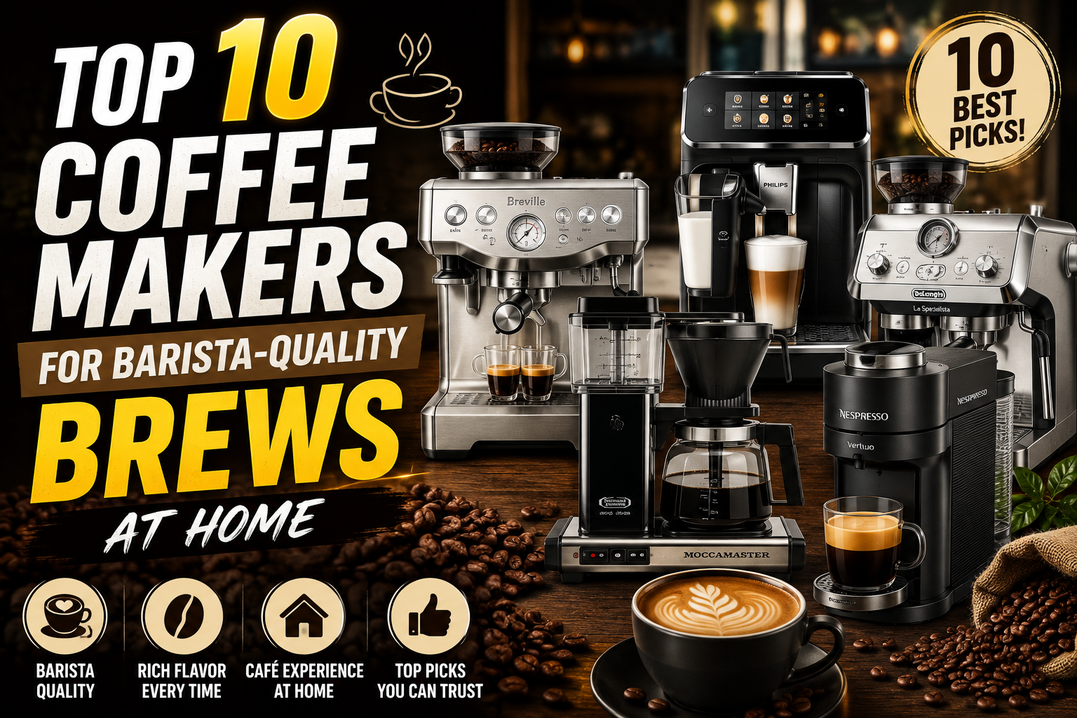 Top 10 Coffee Makers for Barista-Quality Brews at Home