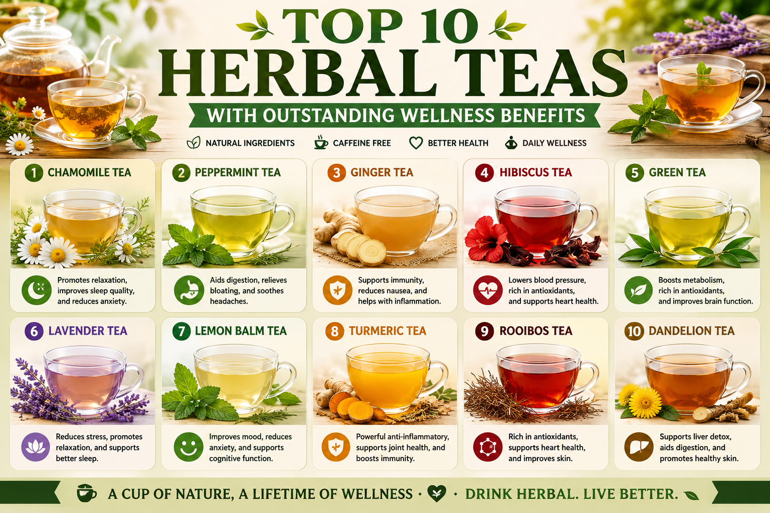 Top 10 Herbal Teas with Outstanding Wellness Benefits