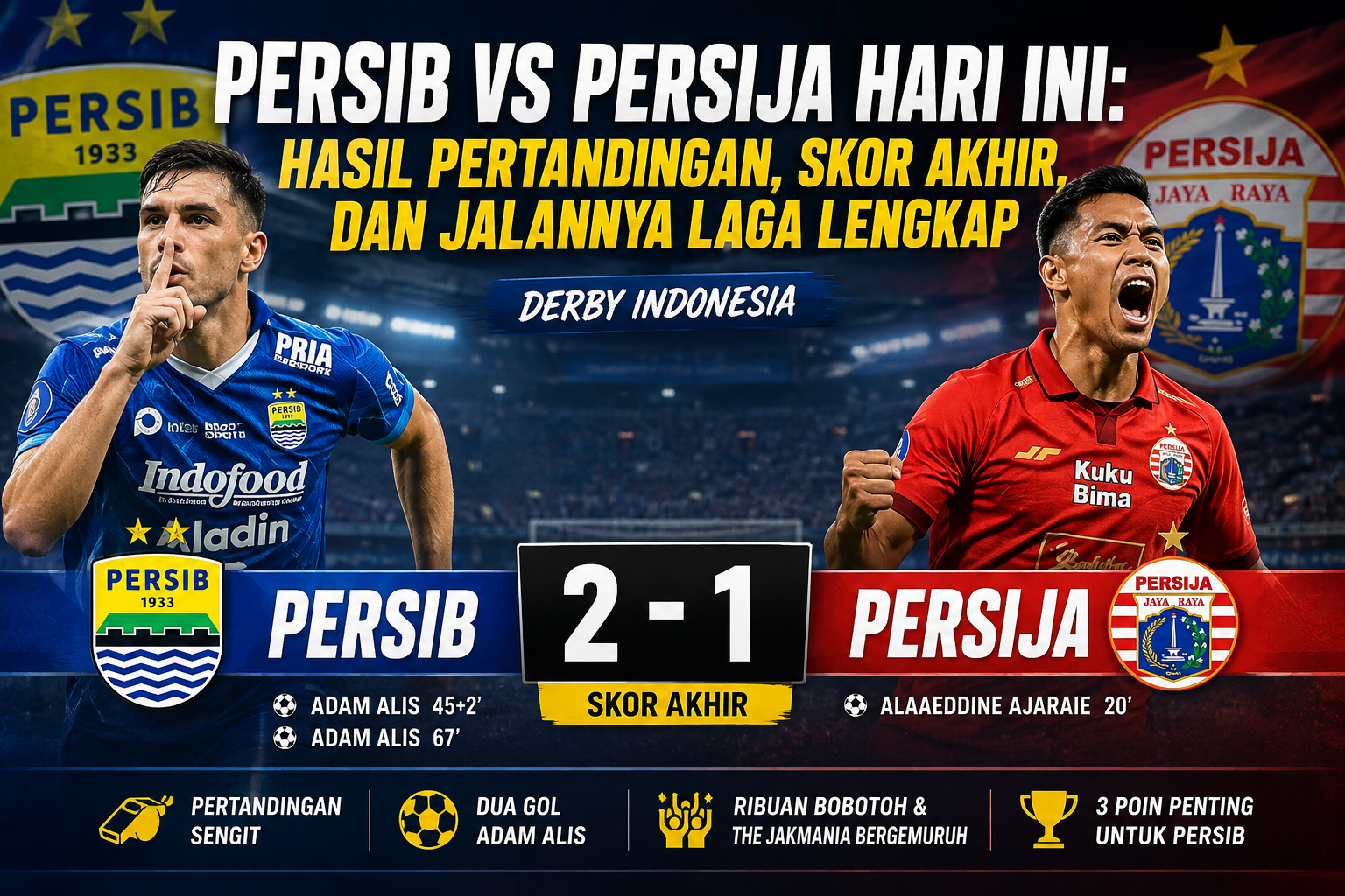 Persib vs Persija Hari Ini: Hasil Pertandingan, Skor Akhir, dan Jalannya Laga Lengkap