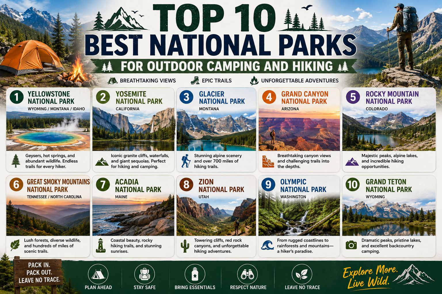 Top 10 Best National Parks for Outdoor Camping and Hiking